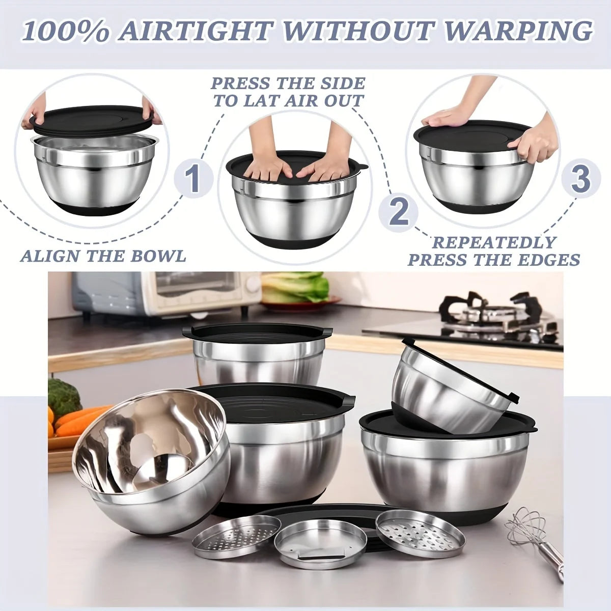 8pcs Stainless Steel Mixing Bowl Set