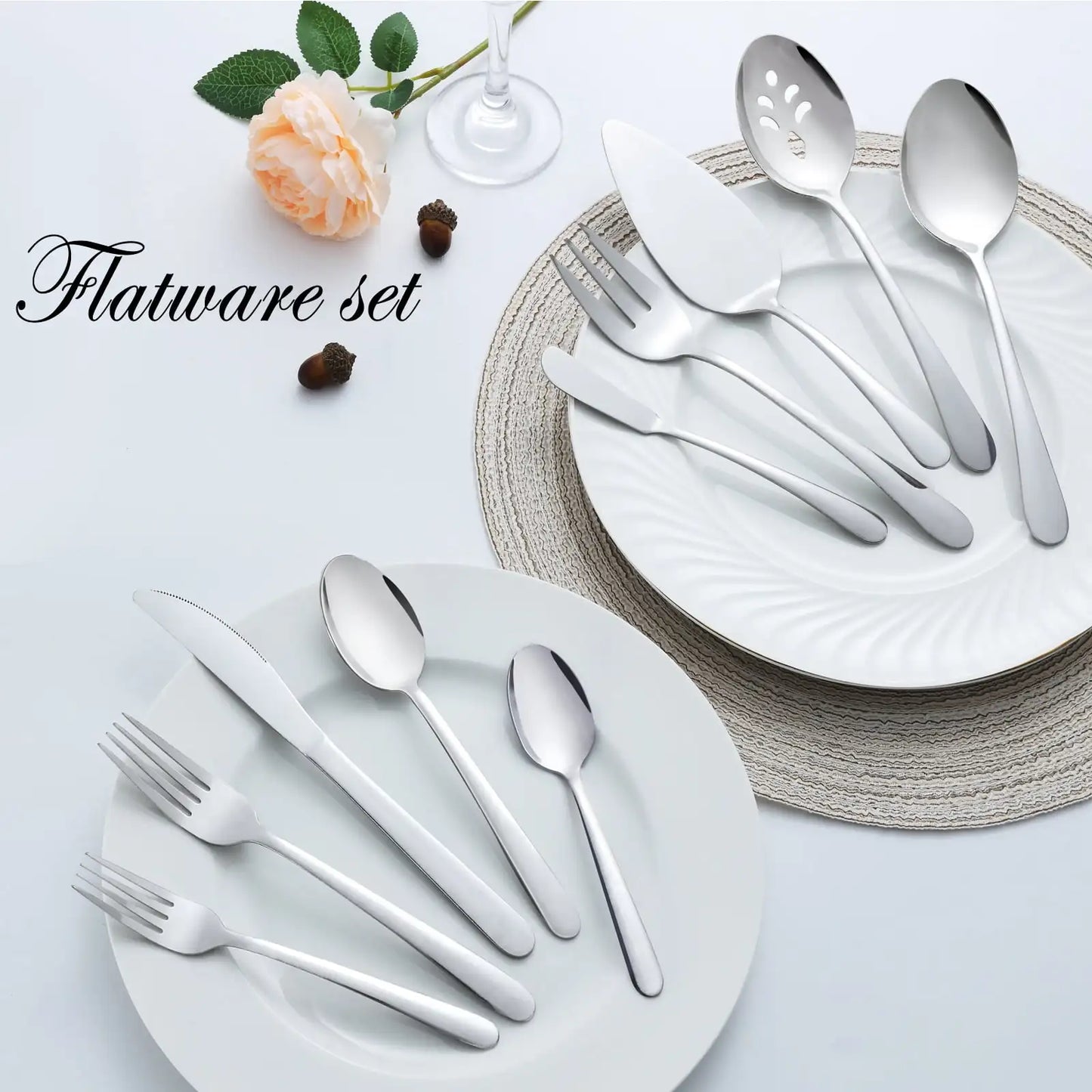 65 Pcs Stainless Steel Silverware Set