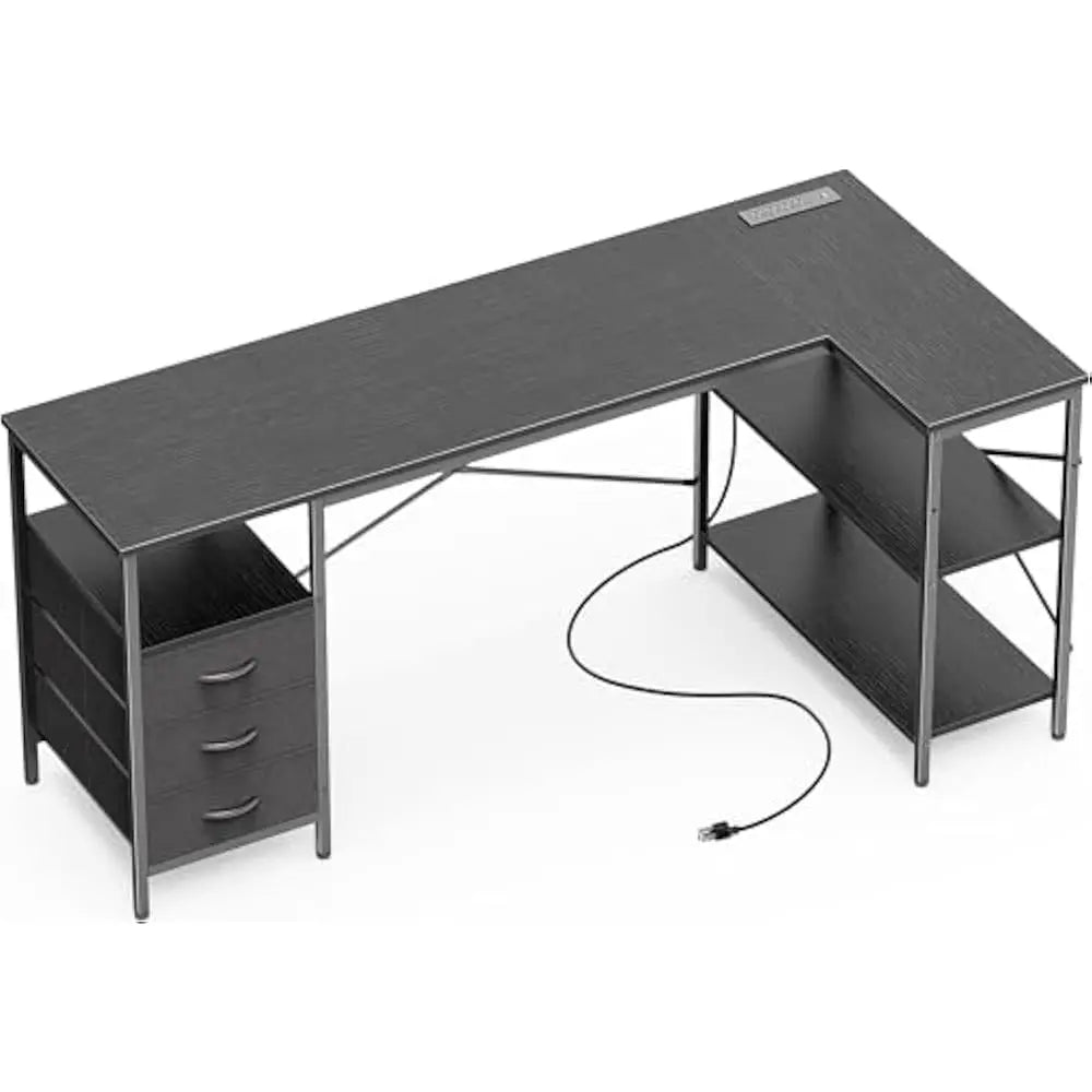 L Shaped Office Desk w/Power Outlets