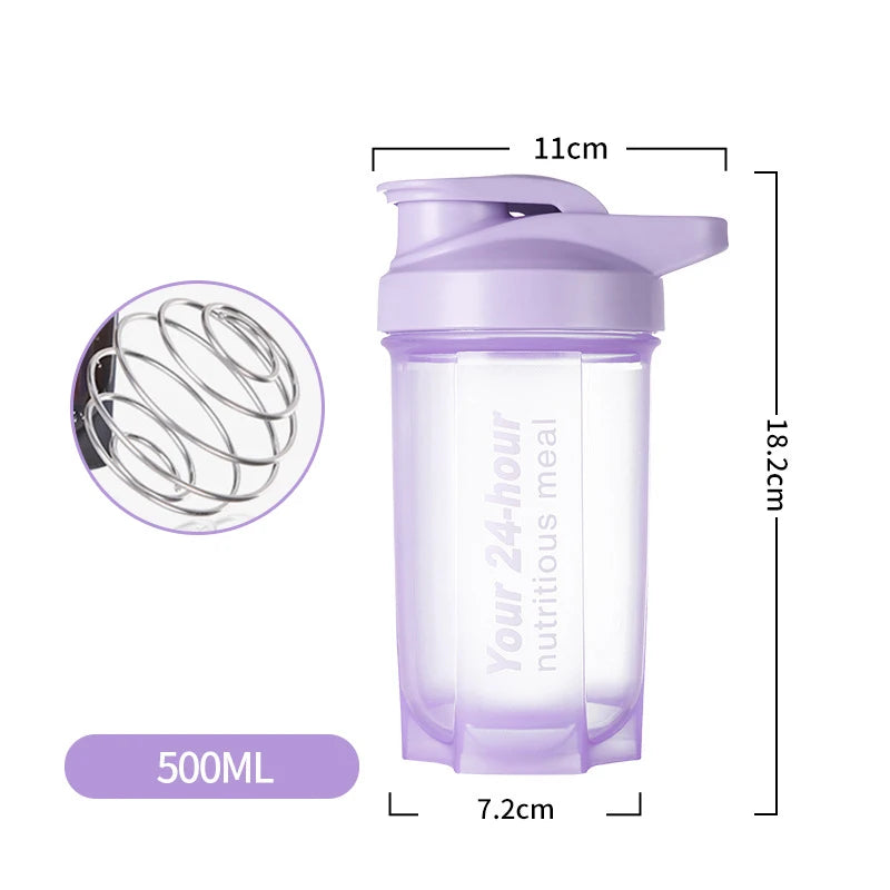 Sport Shaker Bottle 500ML Whey Protein Powder Mixing Bottle Sport Fitness Gym Shaker Outdoor Portable Plastic Drink Bottle