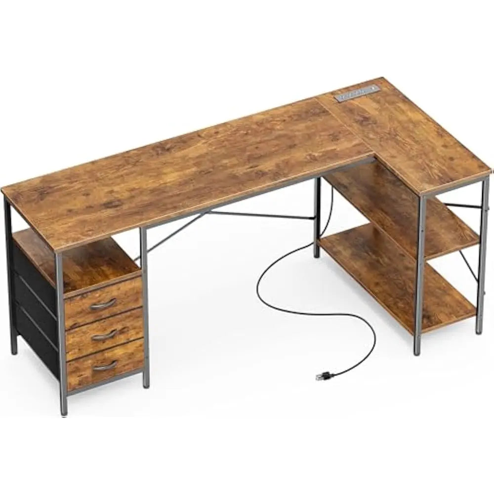 L Shaped Office Desk w/Power Outlets