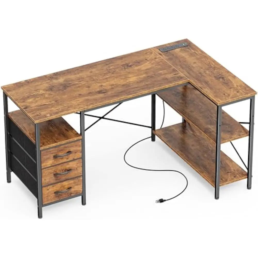L Shaped Office Desk w/Power Outlets