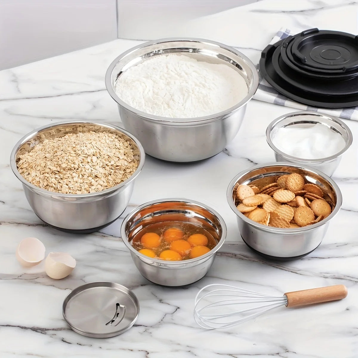8pcs Stainless Steel Mixing Bowl Set