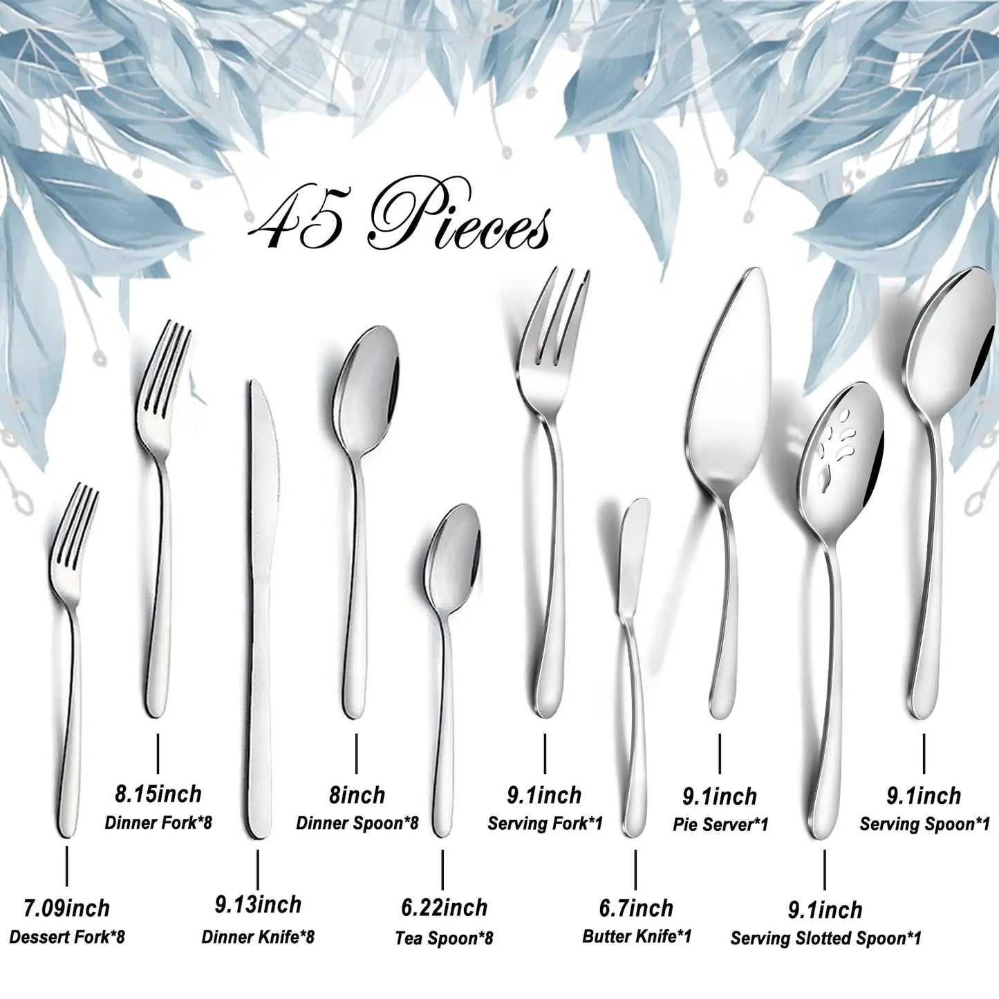 65 Pcs Stainless Steel Silverware Set
