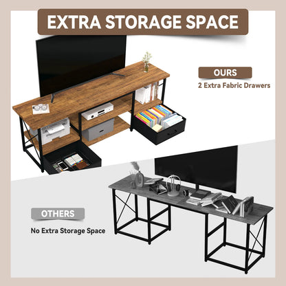 65“ TV Stand with Fabric Drawers-Black