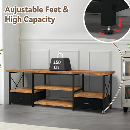 65“ TV Stand with Fabric Drawers-Black