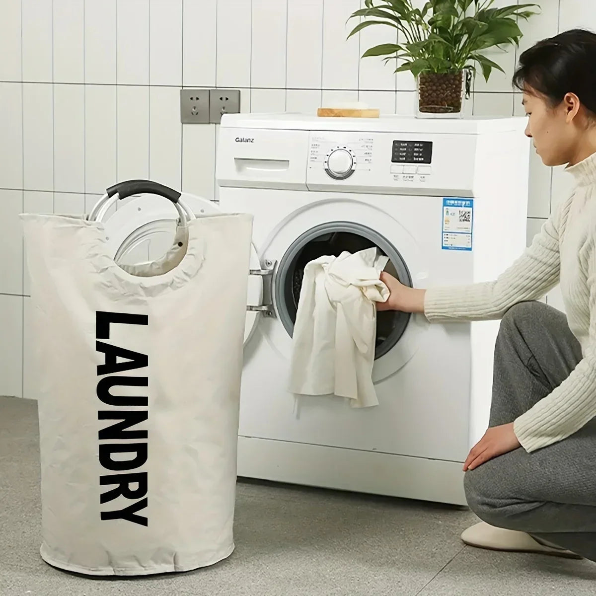 Oxford Fabric Laundry Basket Space-saving Clothes Storage Bag Waterproof Laundry Basket for Laundry Room Storage Organizer