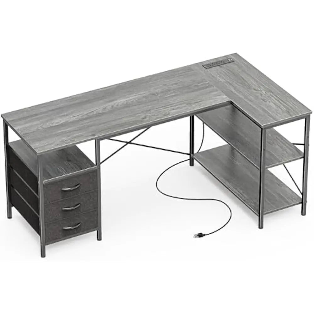 L Shaped Office Desk w/Power Outlets