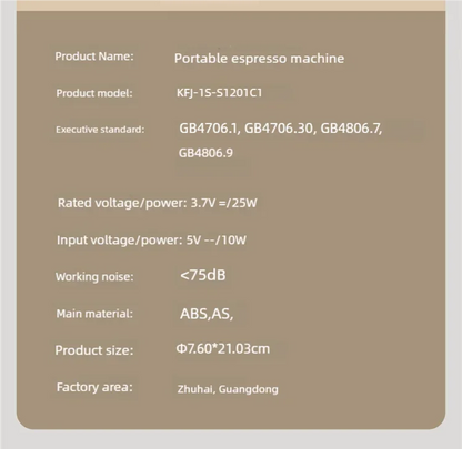 Portable Espresso Coffee Machine KFJ-1S-S1201C1 20Bar High Pressure Capsule/Ground Dual Extraction Travel /Office