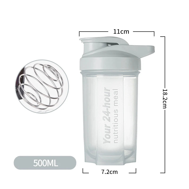 Sport Shaker Bottle 500ML Whey Protein Powder Mixing Bottle Sport Fitness Gym Shaker Outdoor Portable Plastic Drink Bottle