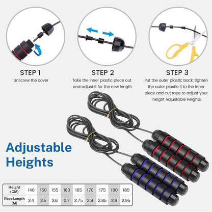 The New Jump Rope Steel Wire Skipping Exercise Adjustable Jumping Fitness Workout Training Home Sport Equipment Tangle-Free