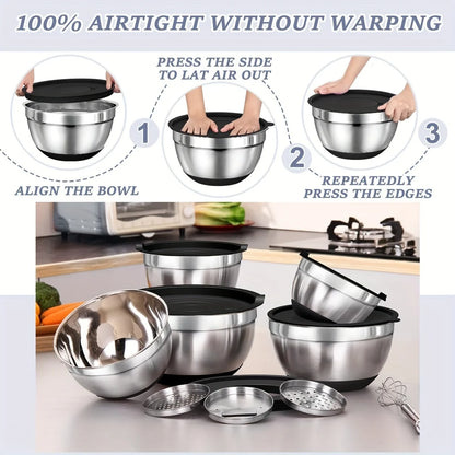 8pcs Stainless Steel Mixing Bowl Set