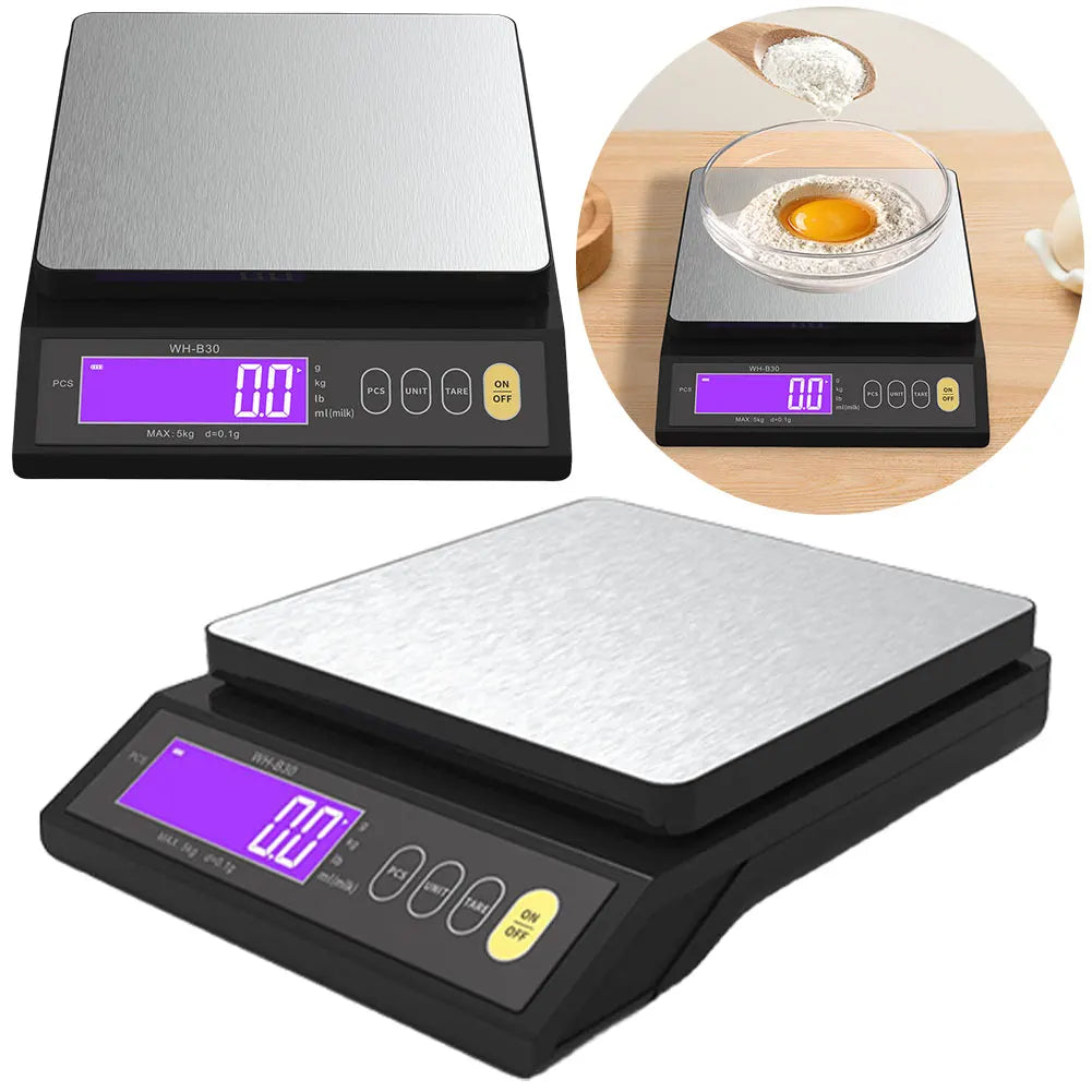 10kg/1g Digital Kitchen Scale Tare Function Electronic Food Scale LCD Display Gram Scale with Stainless Steel for Cooking Baking