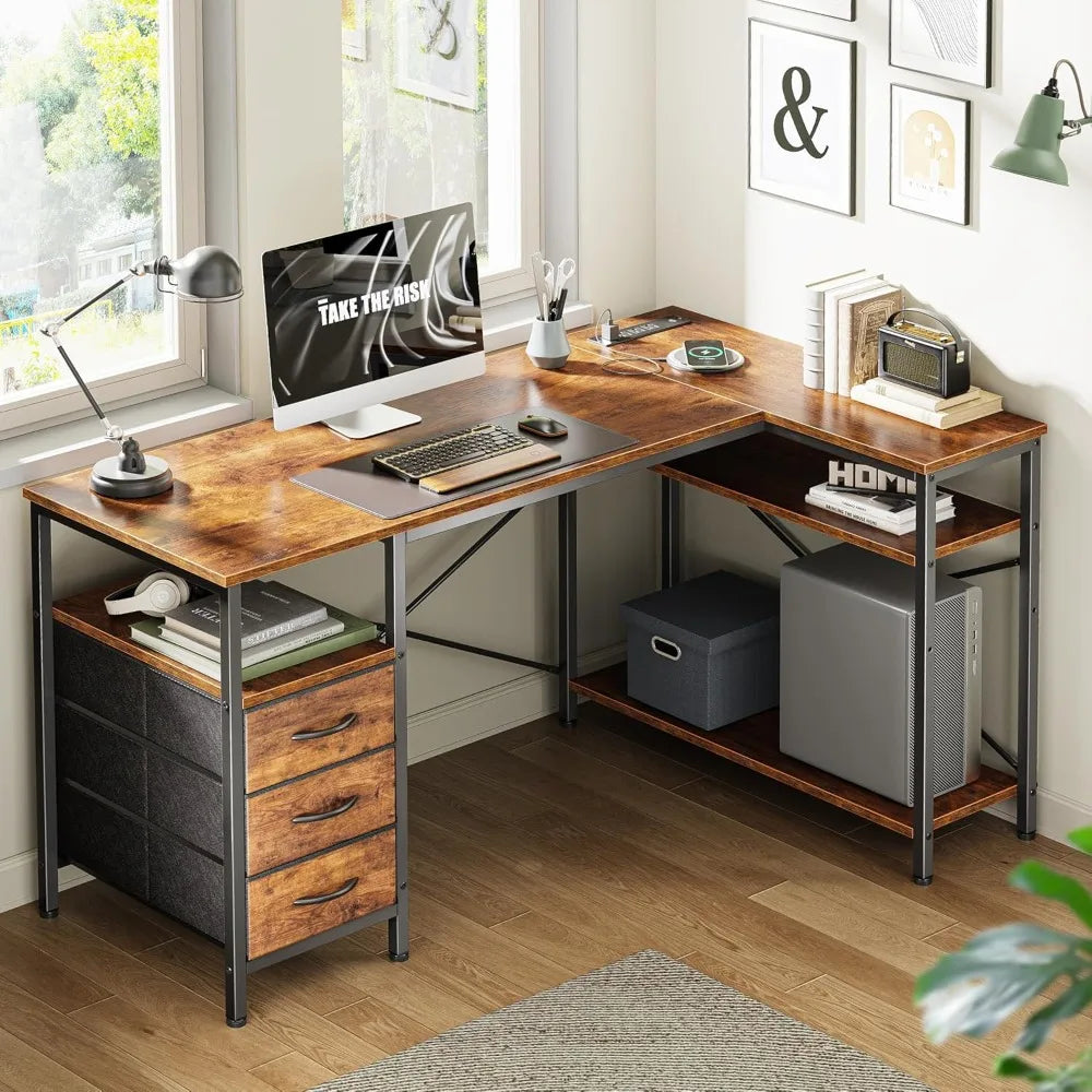 L Shaped Office Desk w/Power Outlets