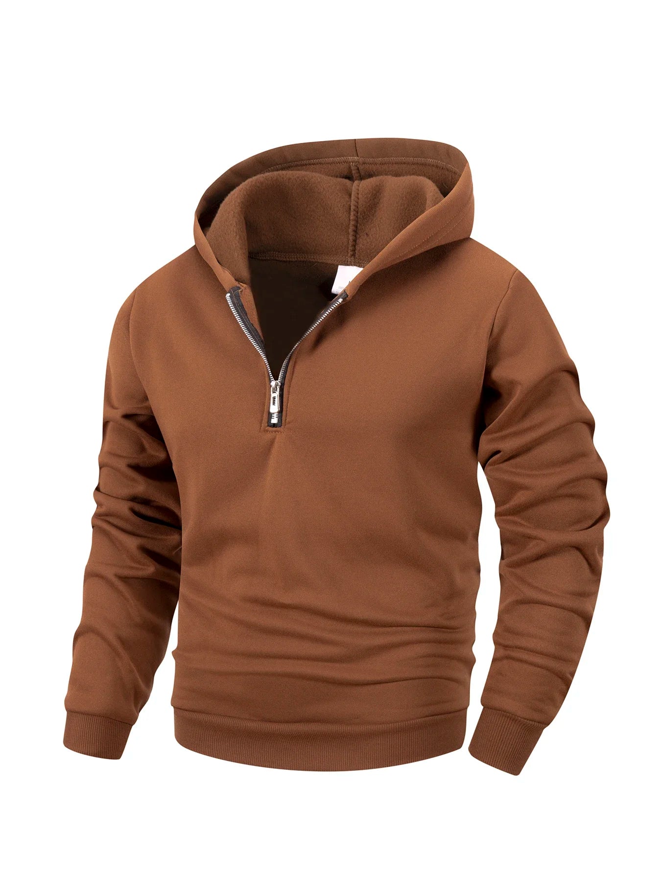 Men's Half Zipper Hooded Hoodies New Solid Color Long Sleeve Sweatshirts Autumn Loose Sport Warm Sweats Fashion Casual Pullover