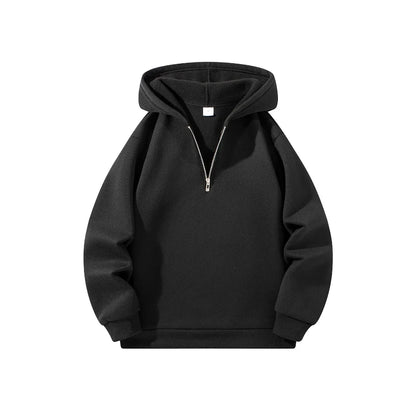 Men's Half Zipper Hooded Hoodies New Solid Color Long Sleeve Sweatshirts Autumn Loose Sport Warm Sweats Fashion Casual Pullover