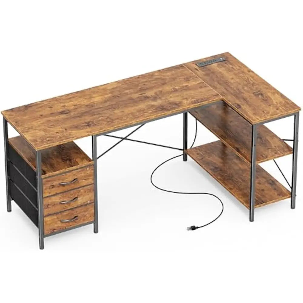 L Shaped Office Desk w/Power Outlets