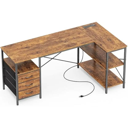 L Shaped Office Desk w/Power Outlets