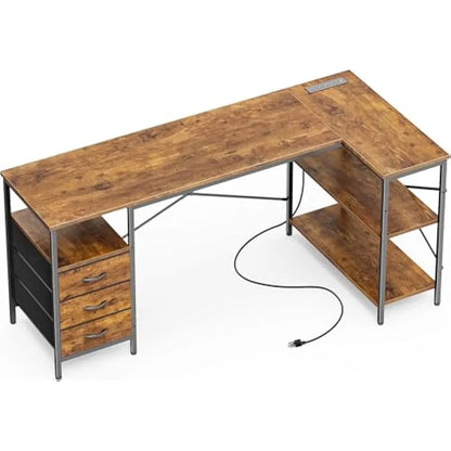 L Shaped Office Desk w/Power Outlets