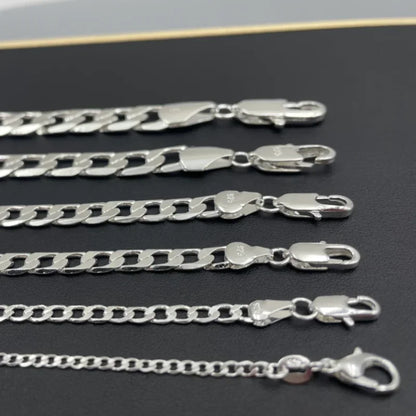 Men's 925 Sterling Silver Necklace 2/4/6/8/10/12MM 40-75cm Face Chain Necklace Lobster Clasp Men And Women Engagement Jewelry
