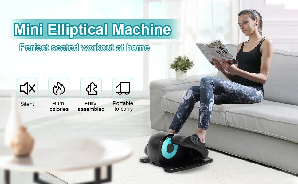 Under Desk Elliptical, Electric Seated Pedal Exerciser,  Leg Exerciser with Display Monitor, Remote Control Adjustable Speeds, E