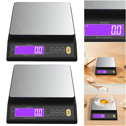 10kg/1g Digital Kitchen Scale Tare Function Electronic Food Scale LCD Display Gram Scale with Stainless Steel for Cooking Baking