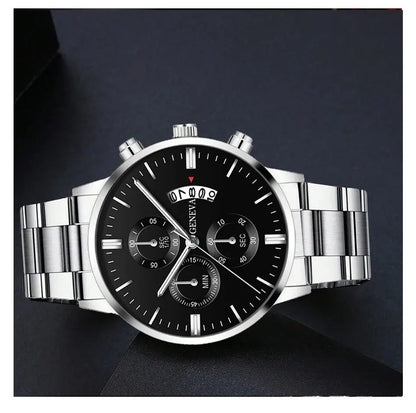 Fashion Mens Watches Luxury Silver Stainless Steel Quartz Wrist Watch Man Business Watch for Men Calendar Clock Reloj Hombre