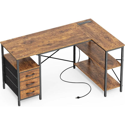 L Shaped Office Desk w/Power Outlets