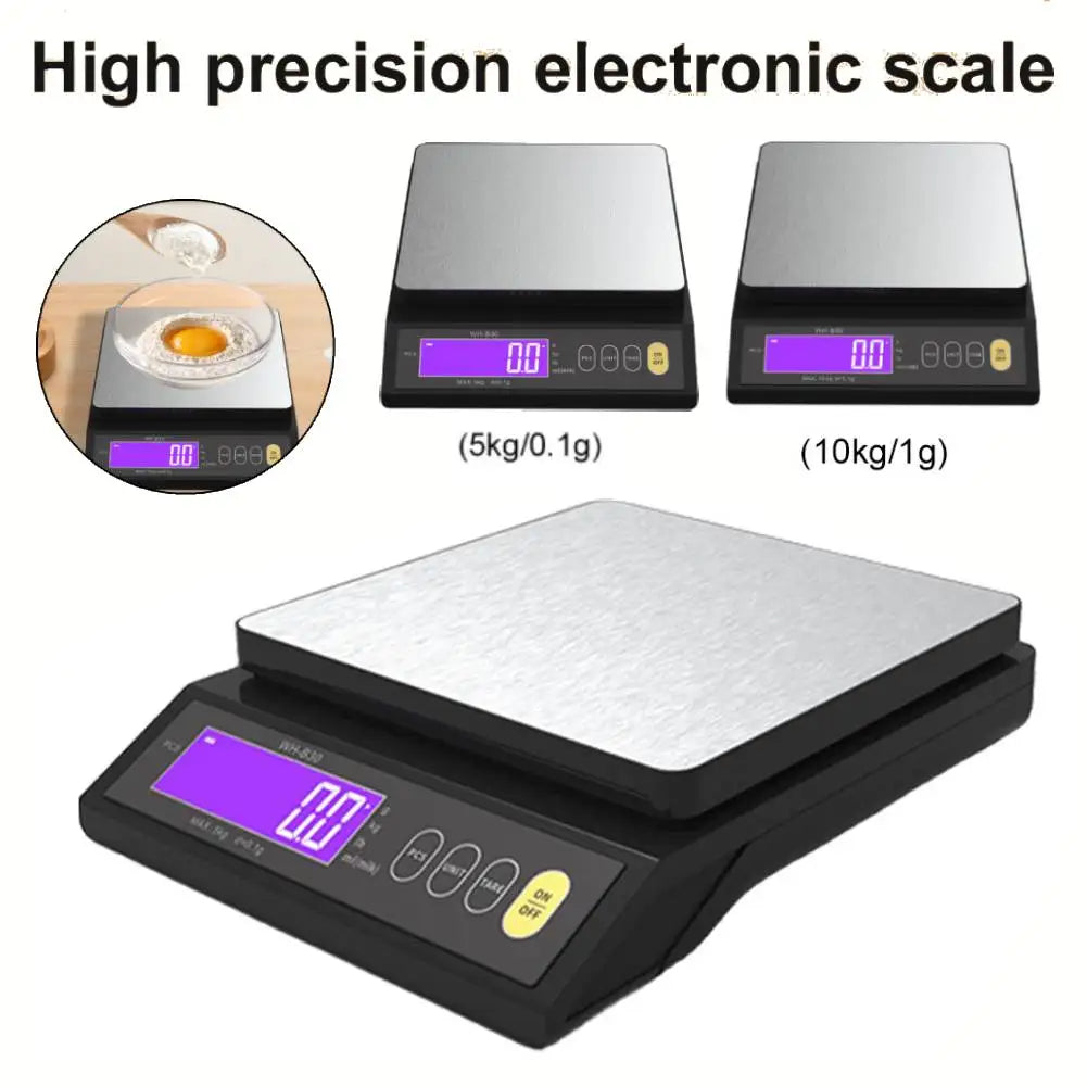 10kg/1g Digital Kitchen Scale Tare Function Electronic Food Scale LCD Display Gram Scale with Stainless Steel for Cooking Baking