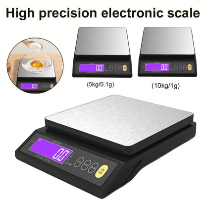 10kg/1g Digital Kitchen Scale Tare Function Electronic Food Scale LCD Display Gram Scale with Stainless Steel for Cooking Baking