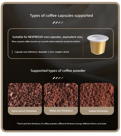 Portable Espresso Coffee Machine KFJ-1S-S1201C1 20Bar High Pressure Capsule/Ground Dual Extraction Travel /Office