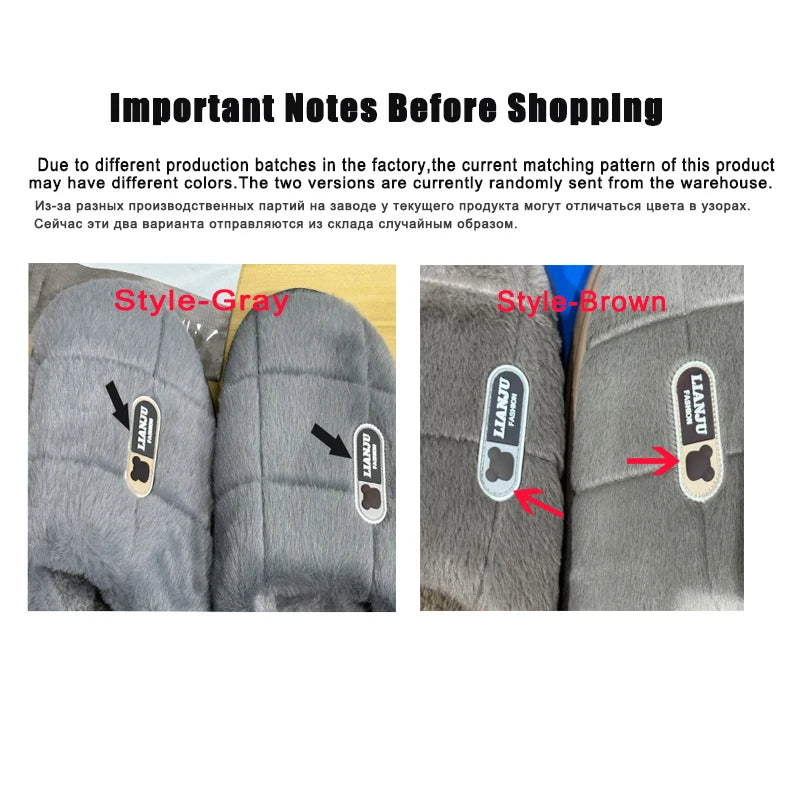 Big Size 50 51 Winter Slippers Women Men Thick Sole Indoor Home Warm Couples Shoes Non-Slip Flat Platform Women's Cotton Slipper