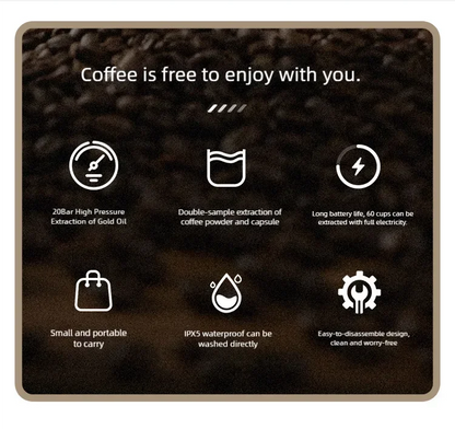 Portable Espresso Coffee Machine KFJ-1S-S1201C1 20Bar High Pressure Capsule/Ground Dual Extraction Travel /Office