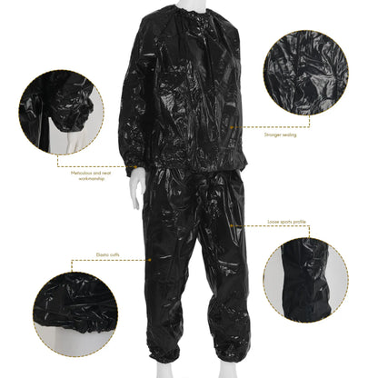 Heavy Duty Fitness Weight Loss Sweat Sauna Suit Exercise Gym Anti-Rip Black XXL