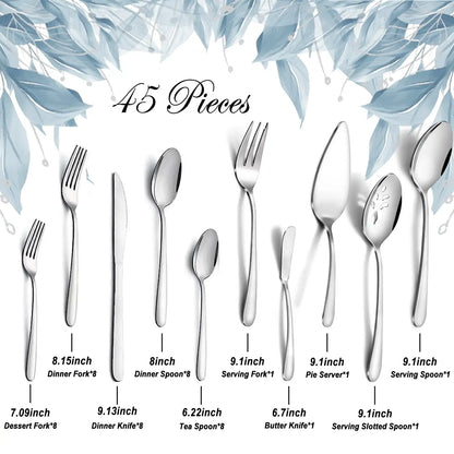 65 Pcs Stainless Steel Silverware Set